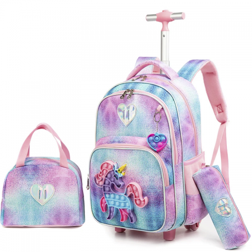 set 3 sac licorne pop it trolley