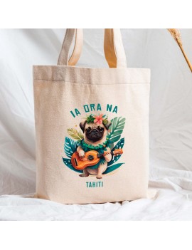 tote bag pug sac souvenir cadeau touriste tahiti fenua shopping chien