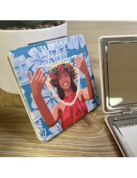 miroir french polynesia petit format motif tahiti fenua shopping vahine fleur