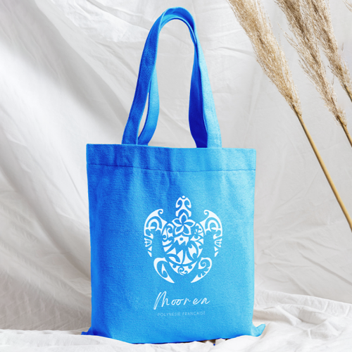 tote bag turtle cadeau souvenir tahiti touriste bleu tortue fenua shopping