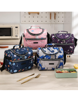 lunch bag isotherme print 6L rose bleu motifs licorne galaxy grand format fenua shopping