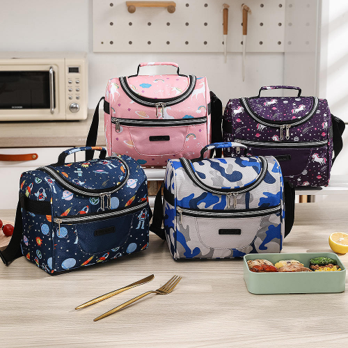 lunch bag isotherme print 6L rose bleu motifs licorne galaxy grand format fenua shopping