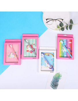 set notebook A5 + stylo baleine licorne enfant kids cadeau papeterie tahiti fenua shopping