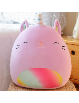 coussin kawaii purple cat rond mignon peluche enfant kids rose tahiti fenua shopping
