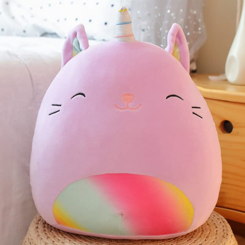 coussin kawaii purple cat rond mignon peluche enfant kids rose tahiti fenua shopping
