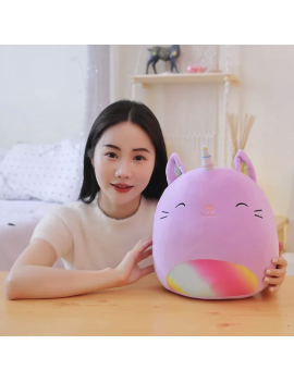 coussin kawaii purple cat rond mignon peluche enfant kids rose tahiti fenua shopping