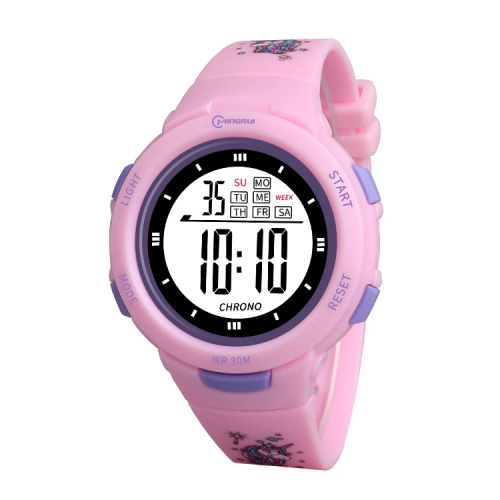 montre kids digital silicone bleu rose enfant heure horloge numérique dino tahiti fenua shoppping