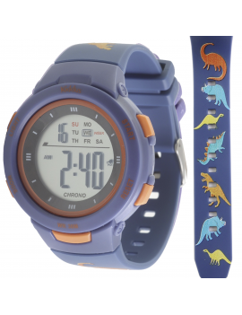 montre kids digital silicone bleu rose enfant heure horloge numérique dino tahiti fenua shoppping