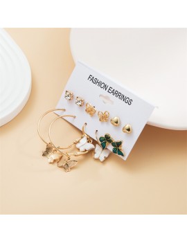 set 6 boucles papillon vert doré or femme élégance oreille tahiti bijoux fenua shopping