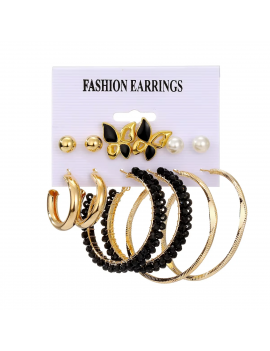 set 6 boucles papillon black or doré femme élégance tahiti fenua shopping