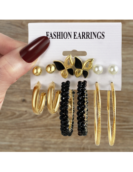 set 6 boucles papillon black or doré femme élégance tahiti fenua shopping