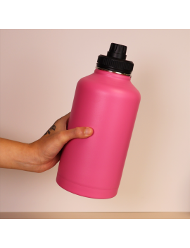 gourde isotherme 2L rose noir hydratation sport bureau bouteille isotherme tahiti fenua shopping