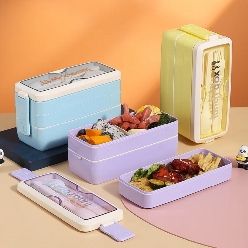 bento box 3 étages lunch dejeuner repas fourchette cuillere color tahiti fenua shopping