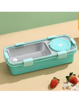 lunch box isotherme long rectangle color pot de sauce, couverts, repas dejeuner tahiti fenua shopping