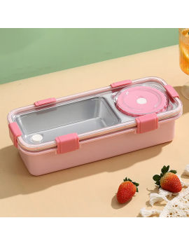 lunch box isotherme long rectangle color pot de sauce, couverts, repas dejeuner tahiti fenua shopping