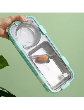 lunch box isotherme long rectangle color pot de sauce, couverts, repas dejeuner tahiti fenua shopping