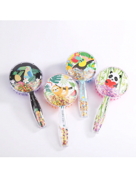 brosse cheveux rond tropic paresseux toucan tropical paradise glitters accessoire tahiti fenua shopping