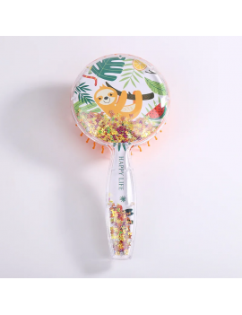 brosse cheveux rond tropic paresseux toucan tropical paradise glitters accessoire tahiti fenua shopping
