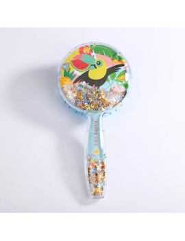 brosse cheveux rond tropic paresseux toucan tropical paradise glitters accessoire tahiti fenua shopping