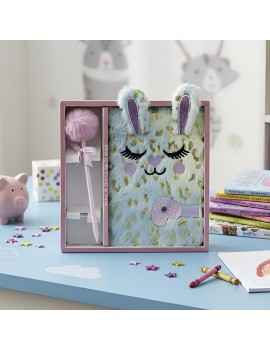 coffret notebook lapin gold fluffy rabbit papeterie tahiti fenua shopping