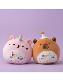 coussin kawaii birthday rose marron happy anniversaire enfant kids joyeux tahiti fenua shopping