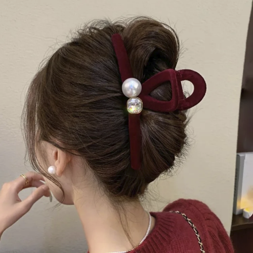 pince cheveux rouge perles christmas red pearl accessoire beauté tahiti fenua shopping