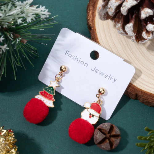 boucles d'oreilles pompoms xmas christmas noel accessoires beauté tahiti fenua shopping