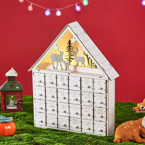 calendrier de l'avent bois led 42cm light led calendar decor christmas noel tahiti fenua shopping