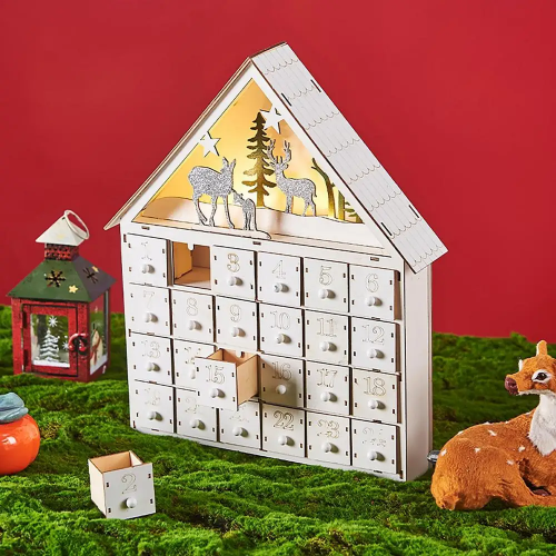 calendrier de l'avent bois led 42cm light led calendar decor christmas noel tahiti fenua shopping