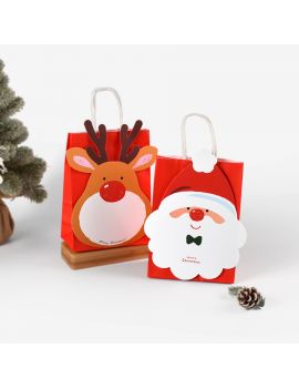 sachet cadeau Noel DIY 21cm relief red rouge gift bag renne santa pere noel christmas tahiti fenua shopping
