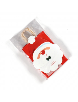 sachet cadeau Noel DIY 21cm relief red rouge gift bag renne santa pere noel christmas tahiti fenua shopping