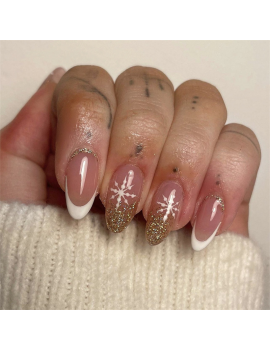 set 24 faux ongles french flocon fake nails christmas snow tahiti fenua shopping