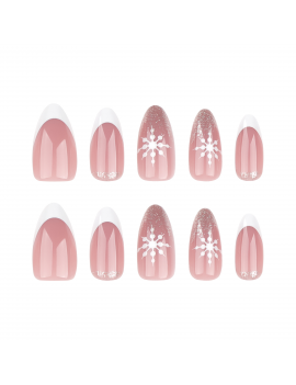 set 24 faux ongles french flocon fake nails christmas snow tahiti fenua shopping