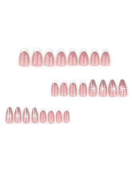 set 24 faux ongles french flocon fake nails christmas snow tahiti fenua shopping