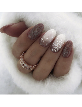 set 24 faux ongles flocon brown glitters fake nails christmas snow tahiti fenua shopping