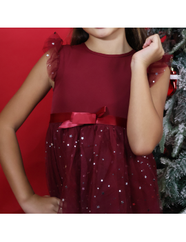 robe noel rouge tulle girl dress christmas sparkle paillettes tahiti fenua shopping