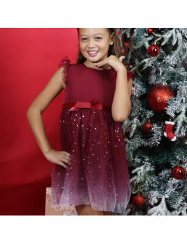 robe noel rouge tulle girl dress christmas sparkle paillettes tahiti fenua shopping