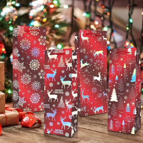 sachet cadeau bouteille shinny red rouge gift bag christmas noel tahiti fenua shopping