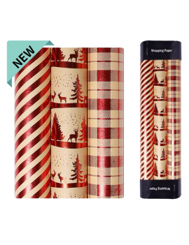 set 3 rouleaux papier cadeau Noel red 3m gift paper christmas tahiti fenua shopping