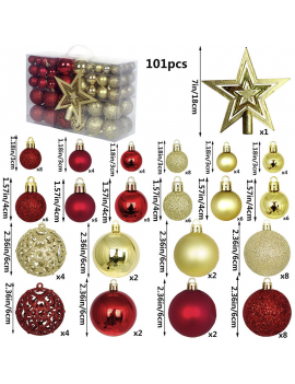 boite 100 boules + etoile Noel star christmas decoration sapin tahiti fenua shopping