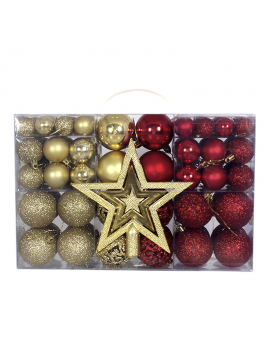 boite 100 boules + etoile Noel star christmas decoration sapin tahiti fenua shopping