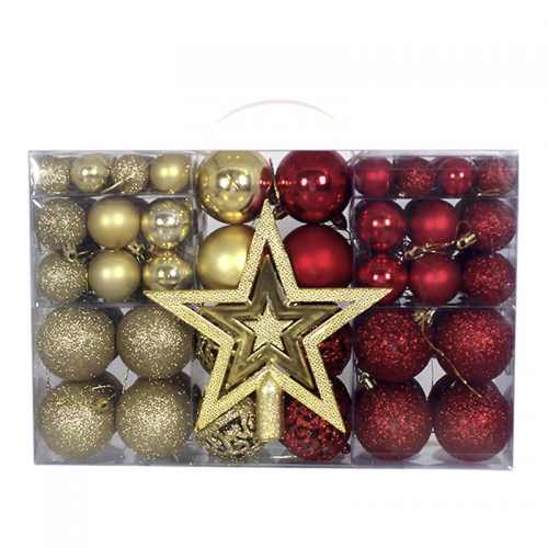 boite 100 boules + etoile Noel star christmas decoration sapin tahiti fenua shopping