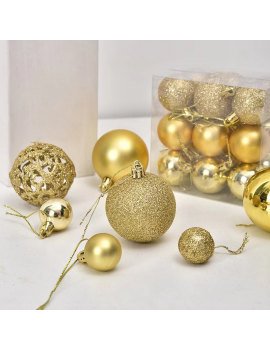 boite 100 boules noel rouge doré or red gold sapin decoration deco christmas tahiti fenua shopping