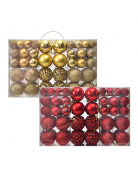 boite 100 boules noel rouge doré or red gold sapin decoration deco christmas tahiti fenua shopping