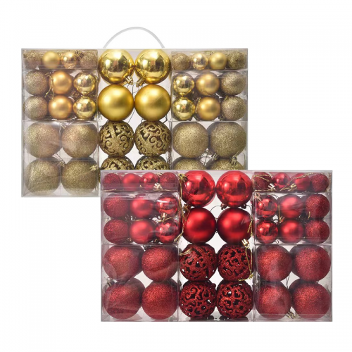 boite 100 boules noel rouge doré or red gold sapin decoration deco christmas tahiti fenua shopping