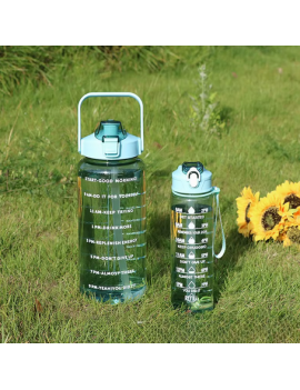 set 2 gourdes sport transparente bleu