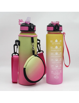 gourde sport 1L + pochette bouteille pvc pratique boisson vaisselle tahiti fenua shopping