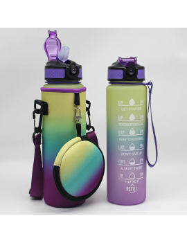 gourde sport 1L + pochette bouteille pvc pratique boisson vaisselle tahiti fenua shopping