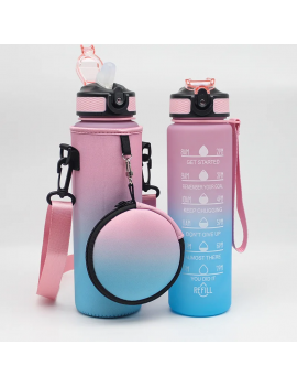 gourde sport 1L + pochette bouteille pvc pratique boisson vaisselle tahiti fenua shopping