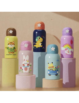 gourde isotherme kids 500ml bouteille acier inoxydable pochette dinosaure licorne enfant tahiti fenua shopping